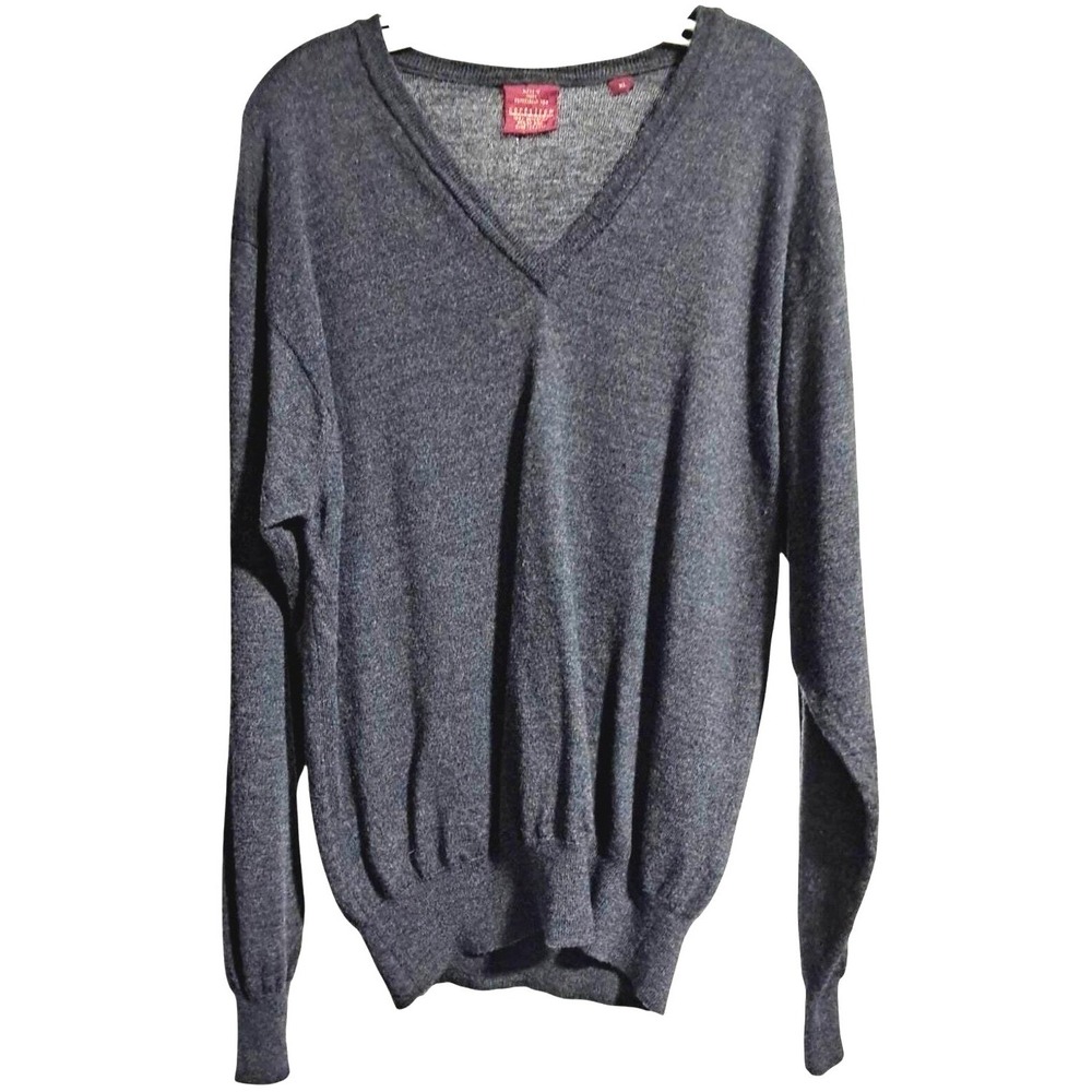 Nordstrom V-Neck Sweater Mens XL Gray Superfine Merino Wool Made‎ in Italy